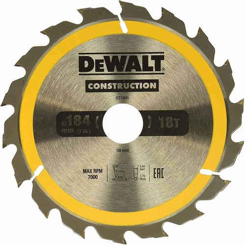 Dewalt Circular Saw Blade 184 x 30mm 18T DT1941QZ Shop Online at
